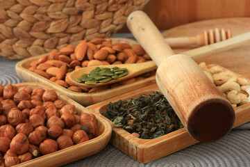 Leafy green tea and nuts