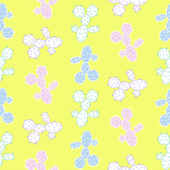 Vector seamless half-drop pattern, with cactus