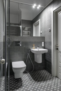modern bathroom interior with toilet and shower