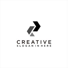 geometric abstract letter R logo design