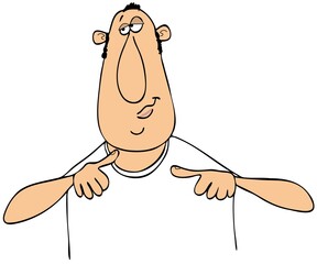 Man pointing to himself