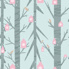 Seamless pattern of pink creeping flowers on a dark background. Design for dress, fabric, wallpaper. Nice pattern in a small flower.