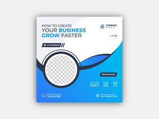 Digital marketing live webinar and business social media post template