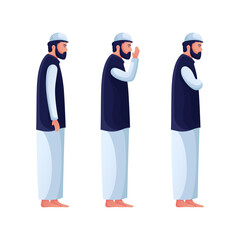 Illustration Collection Of Muslim Prayer Movements. Vector Premium. Eps 10