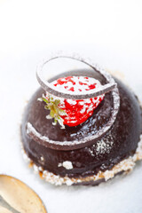 fresh chocolate strawberry mousse