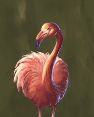 Portrait of the pink flamingo - obrazy, fototapety, plakaty