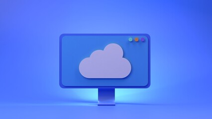 Cloud icon. Cloud storage concept. 3d render.