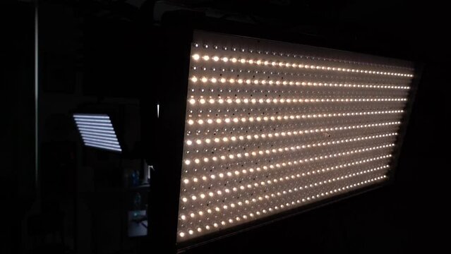 led studio lights. 4k video.