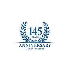 145 years celebrating anniversary logo. 145th years anniversary design template. Vector and illustration. 