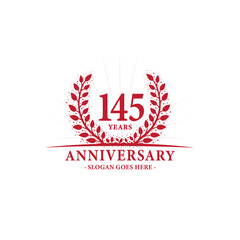 145 years celebrating anniversary logo. 145th years anniversary design template. Vector and illustration. 