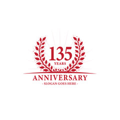 Obraz premium 135 years celebrating anniversary logo. 135th years anniversary design template. Vector and illustration. 