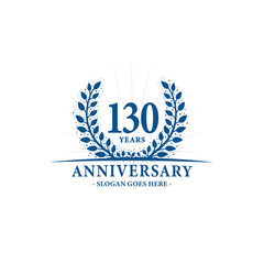 130 years celebrating anniversary logo. 130th years anniversary design template. Vector and illustration.  - obrazy, fototapety, plakaty