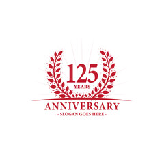 125 years celebrating anniversary logo. 125th years anniversary design template. Vector and illustration. 