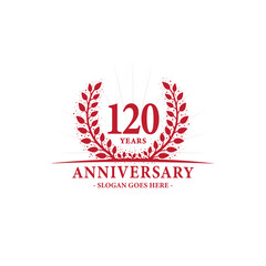 120 years celebrating anniversary logo. 120th years anniversary design template. Vector and illustration. 