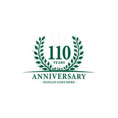 110 years celebrating anniversary logo. 110th years anniversary design template. Vector and illustration. 