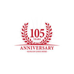105 years celebrating anniversary logo. 105th years anniversary design template. Vector and illustration. 
