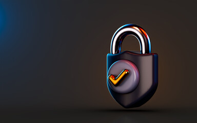 lock icon with check mark badge on dark background 3d render concept for cyber safety protection  © TanzimGraphicsZone