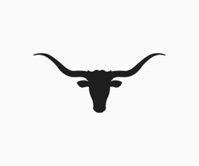 Silhouette texas longhorn symbol. Bull head logo icon vector.