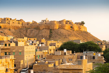 Jaisalmer,Rajasthan,India - October 15,2019: Jaisalmer Fort or Sonar Quila or Golden Fort. living fort - made of yellow sandstone. UNESCO world heritage site at Thar desert along old silk trade route.