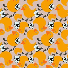 Animals seamless yellow ducks pattern for fabrics and textiles and packaging and gifts and cards and linens and kids