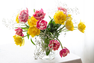bouquet of tulips in vase