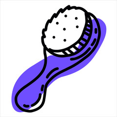 Hair brush in trendy style, line art. Vector illustration isolated on white background