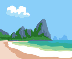 Fototapeta na wymiar Thailand beach illustration backgound