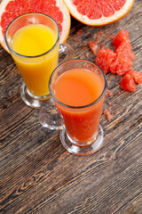 citrus natural real juice from red ripe and juicy grapefruit
