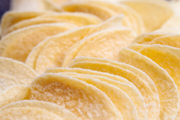 large number of fried potato chips