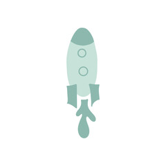 Rocket doodle simple illustration on white background isolated