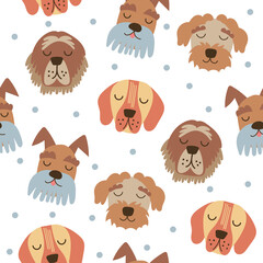 Seamless pattern with dogs, children textile design. Vector illustration.