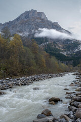 River rushing trough the Swiss Alps in Grindelwald