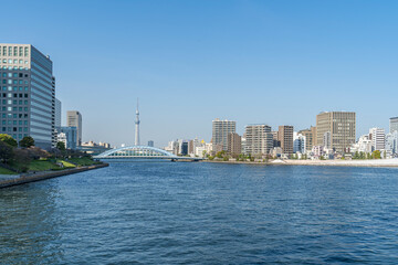 Fototapeta na wymiar 隅田川と永代橋　風景　
