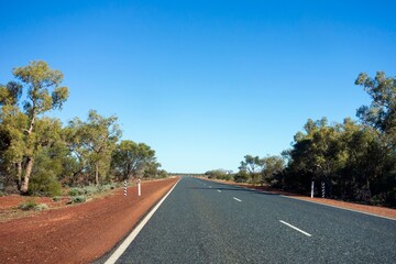 Perspective view of a road in Western Australia in outback with slight motion blur effect