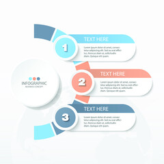 Basic circle infographic template with 3 steps, process or options, process chart, Used for process diagram, presentations, workflow layout, flow chart, infograph. Vector eps10 illustration.