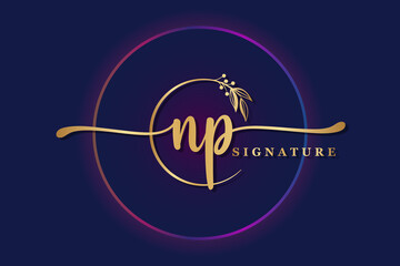 luxury signature logo design initial np. Handwriting vector logo design illustration image