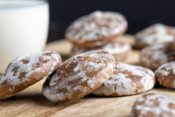 iced sugar gingerbread on a cutting board