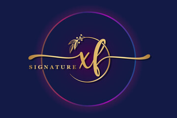 luxury signature logo design initial xf. Handwriting vector logo design illustration image