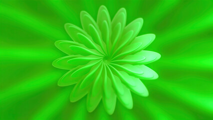 Abstract footage . Motion. Light green and orange spirals like a small flower moves down and up.