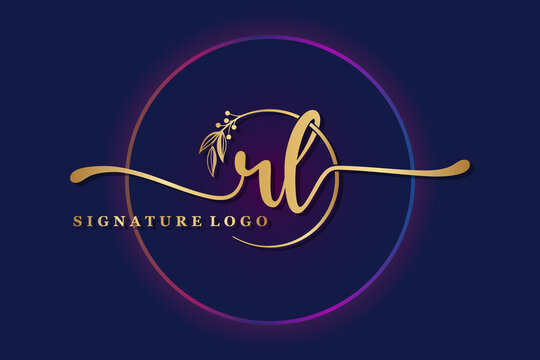 luxury signature logo design initial rl. Handwriting vector logo design illustration image