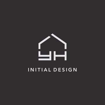 Initials YH roof real estate logo design