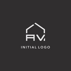 Initials AV roof real estate logo design - obrazy, fototapety, plakaty