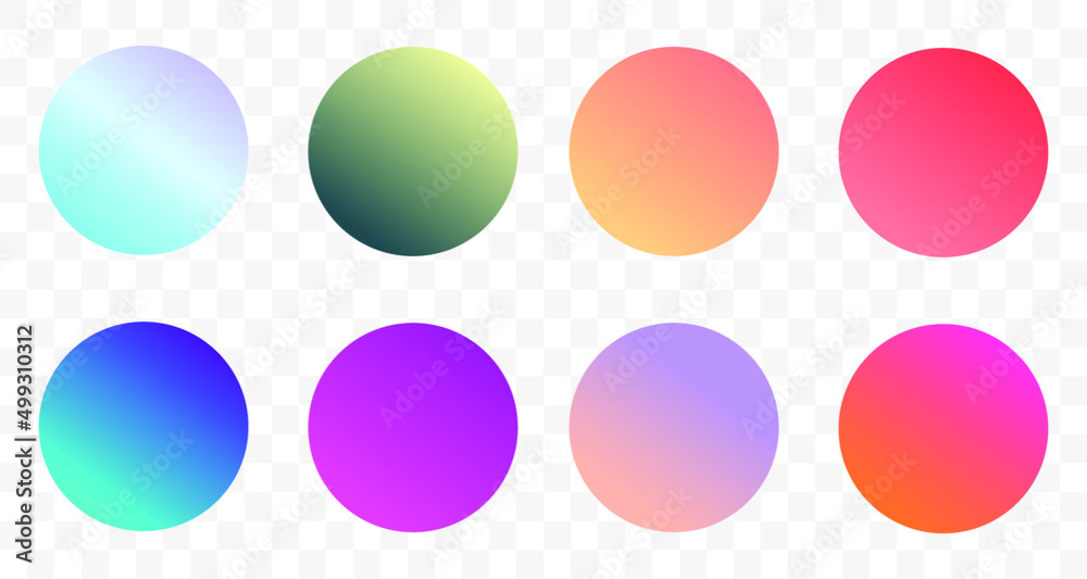 Poster set of round vector gradient. multicolor sphere. modern abstract background texture. template for de