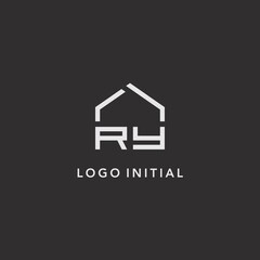 Initials RY roof real estate logo design - obrazy, fototapety, plakaty