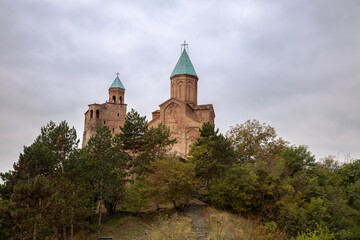 Fototapeta na wymiar Gremi royal fortress and the Church of the Archangels on a high hill. Kakheti, Georgia