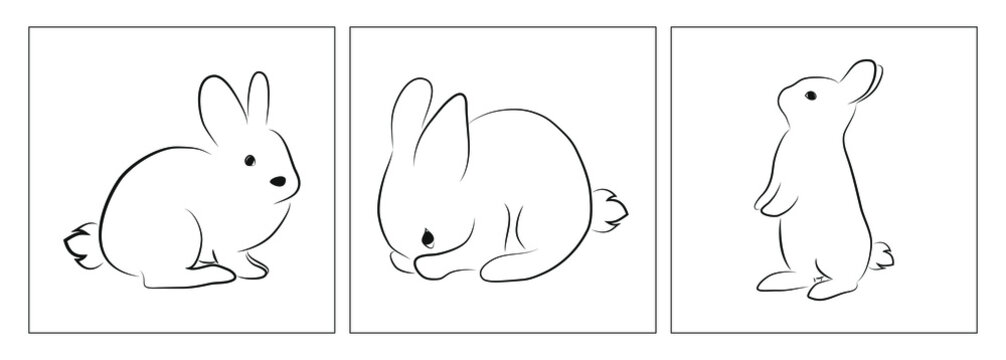 Fototapeta Simple cute bunnies set. Bunny pack.