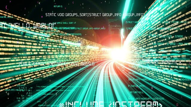 Software development, application programming code and tacit computer coding . Concept of smart digital transformation and technology disruption that changes global trends in new information era .