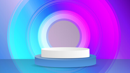 White and Blue Podium on light pink and blue background , Flat Modern design , illustration Vector EPS 10