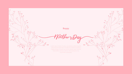 Happy Mother's day handwriting calligraphy Symbols with flowers  on pink background , Vector Illustration EPS 10 
