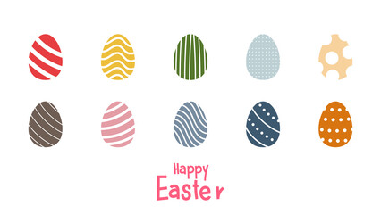 Hand drawn easter day eggs set vector  in happy easter day isolated on white  background  ,illustration  Vector EPS 10